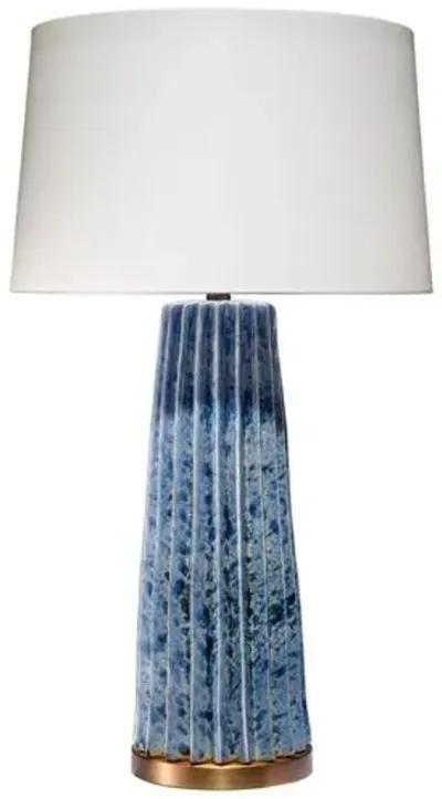 Pleated Table Lamp - Jamie Young Co. - Handcrafted - Blue