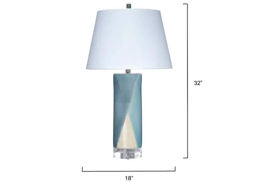 Diamond Table Lamp - Blue/White - Jamie Young Co. - Handcrafted