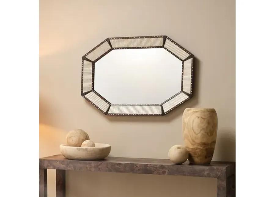 Colony Octagonal Wall Mirror - Camel/Brown/Ivory - Jamie Young Co. - Handcrafted