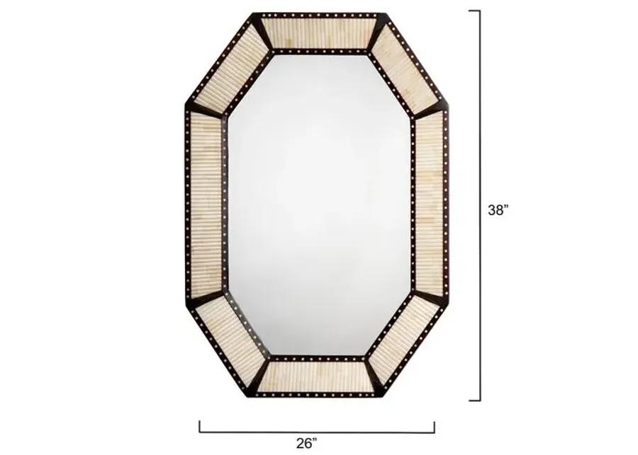 Colony Octagonal Wall Mirror - Camel/Brown/Ivory - Jamie Young Co. - Handcrafted