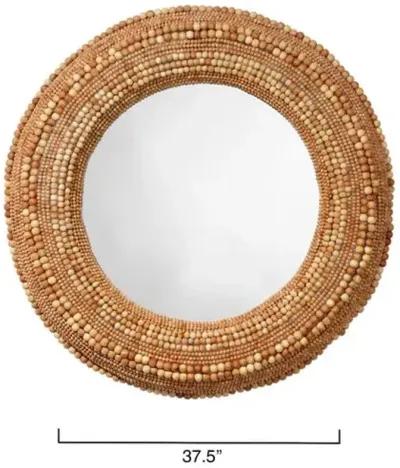 Strand Wood Beaded Round Wall Mirror - Jamie Young Co.