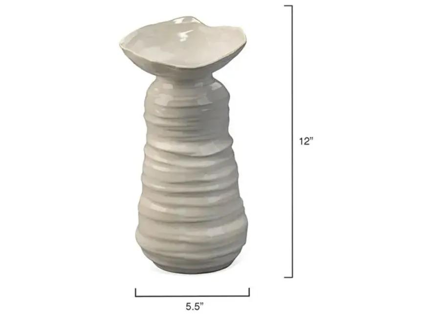 Marine Large Ribbed Ceramic Vase - Cream - Jamie Young Co. - Ivory