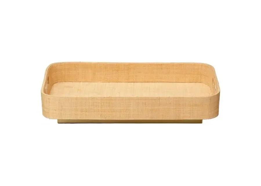 Utopia Footed Tray - Natural Raffia - Jamie Young Co. - Brown