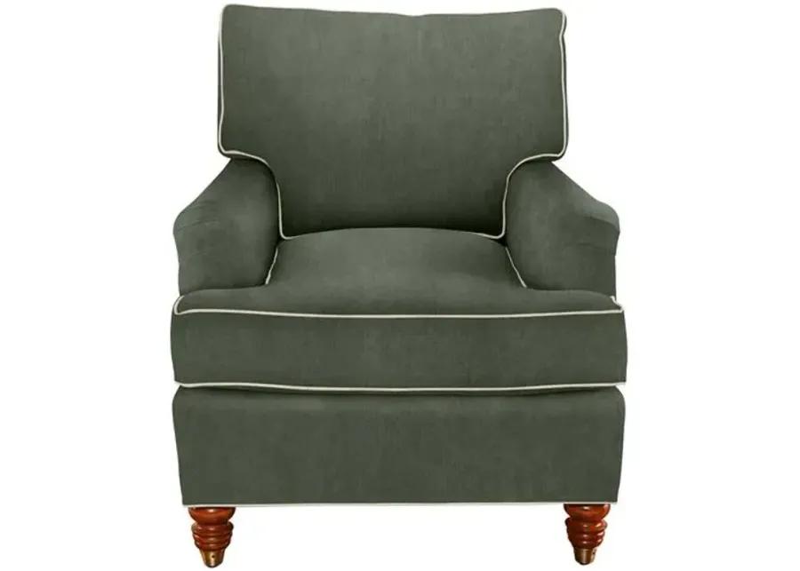 Kate Chair - Crypton Velvet/Contrast Welt - Handcrafted - Green