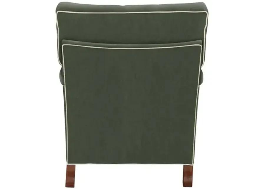 Kate Chair - Crypton Velvet/Contrast Welt - Handcrafted - Green