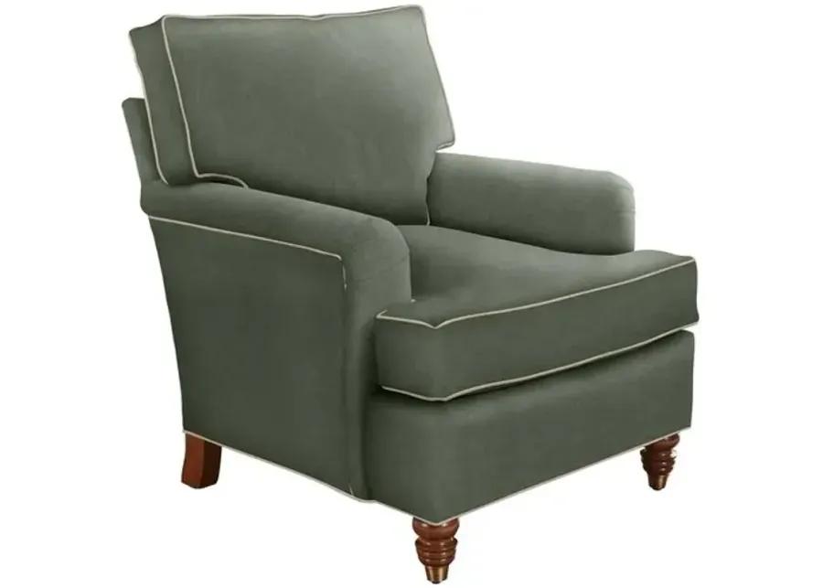 Kate Chair - Crypton Velvet/Contrast Welt - Handcrafted - Green