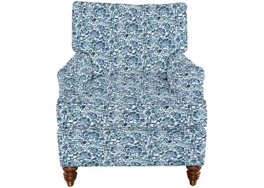 Kate Chair - Indigo Floral - Handcrafted - Blue