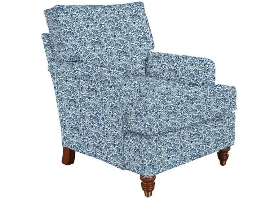 Kate Chair - Indigo Floral - Handcrafted - Blue