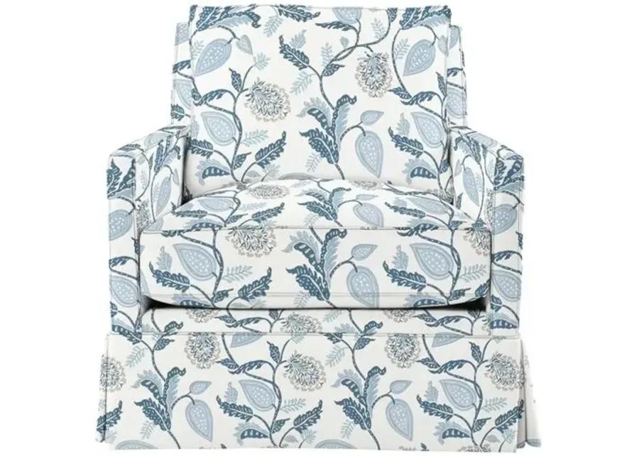 Auburn Club Chair - Reid Indigo Floral - Hancrafted in the USA