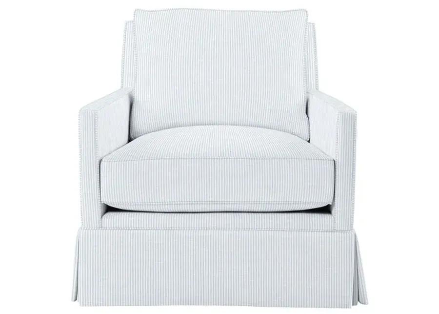 Auburn Club Chair - Inside Out Ticking Stripe - Hancrafted in the USA