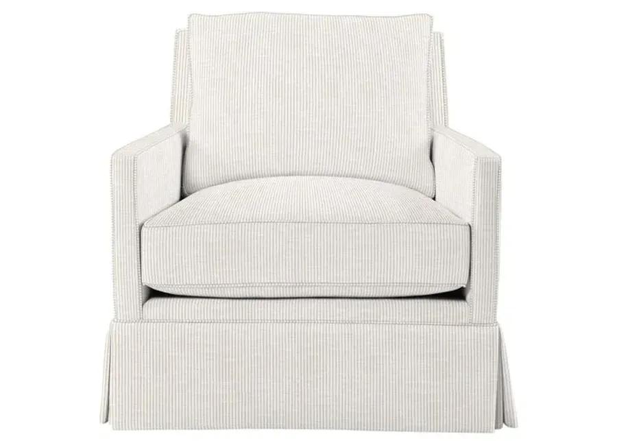 Auburn Club Chair - Inside Out Ticking Stripe - Hancrafted in the USA