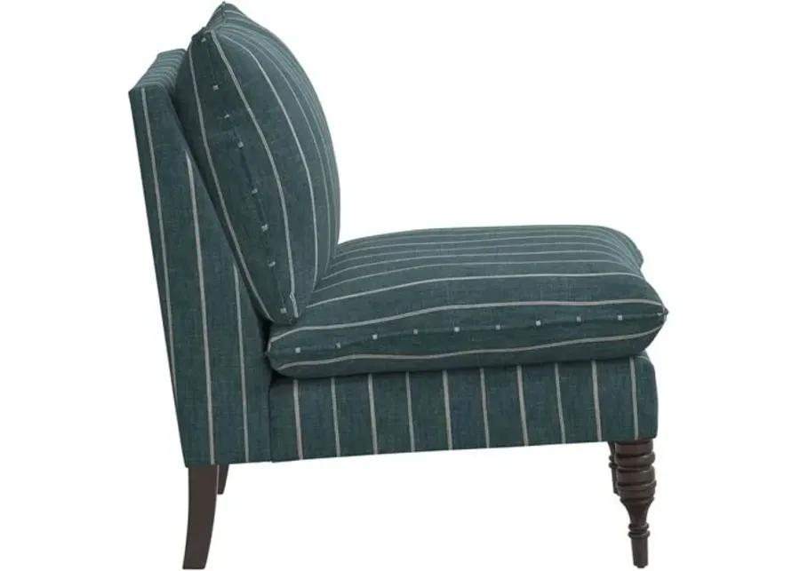 Daphne Slipper Chair - Pinstripe - Blue