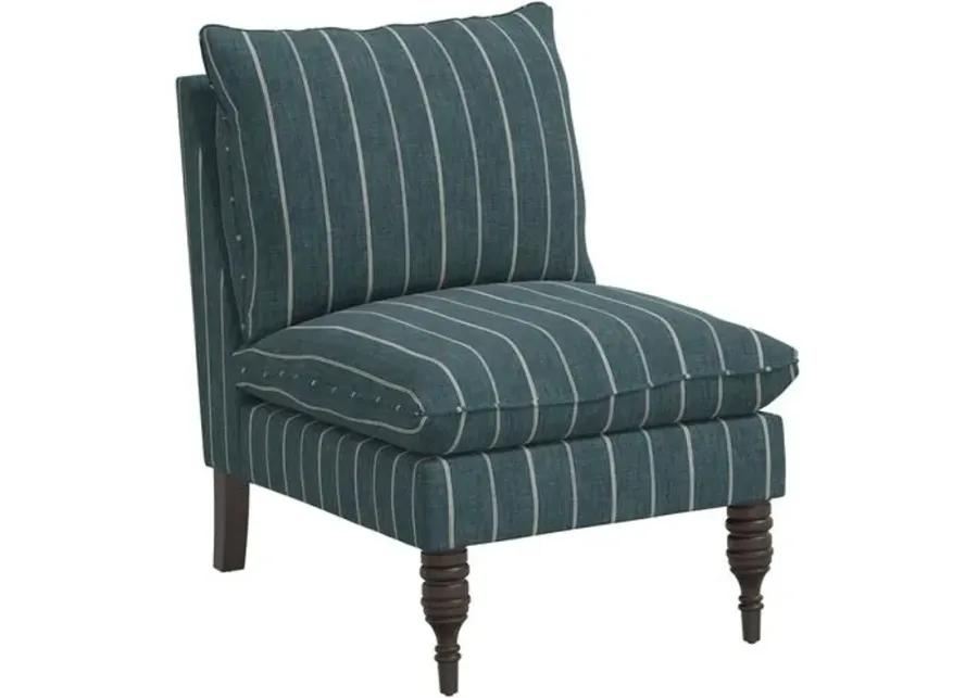 Daphne Slipper Chair - Pinstripe - Blue