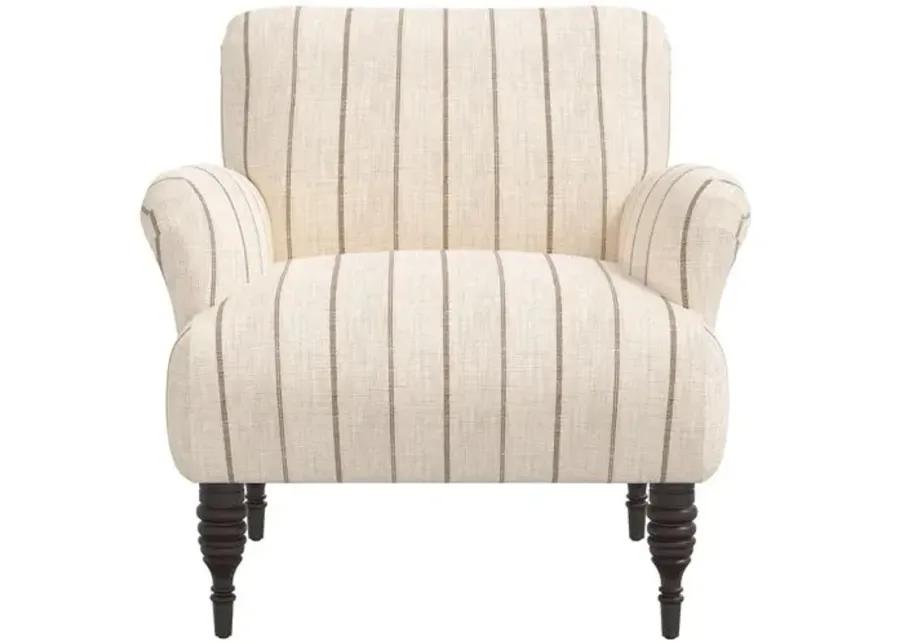 Nicolette Club Chair - Pinstripe - Hancrafted in the USA