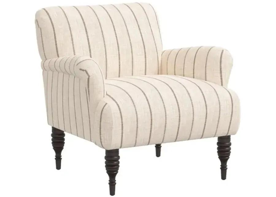 Nicolette Club Chair - Pinstripe - Hancrafted in the USA