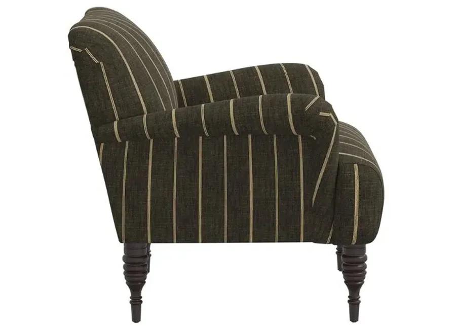 Nicolette Club Chair - Pinstripe - Hancrafted in the USA