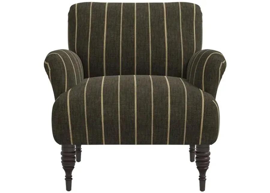 Nicolette Club Chair - Pinstripe - Hancrafted in the USA