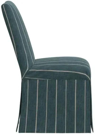 Owen Slipcover Side Chair - Pinstripe - Blue