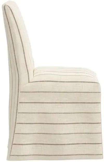 Edith Slipcover Dining Side Chair - Pinstripe - Beige