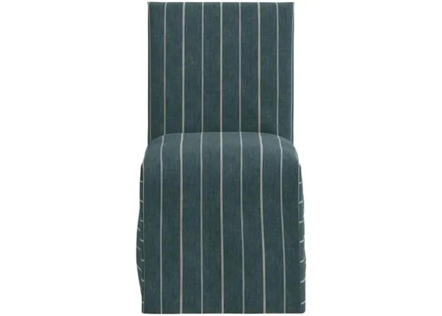 Edith Slipcover Dining Side Chair - Pinstripe - Blue