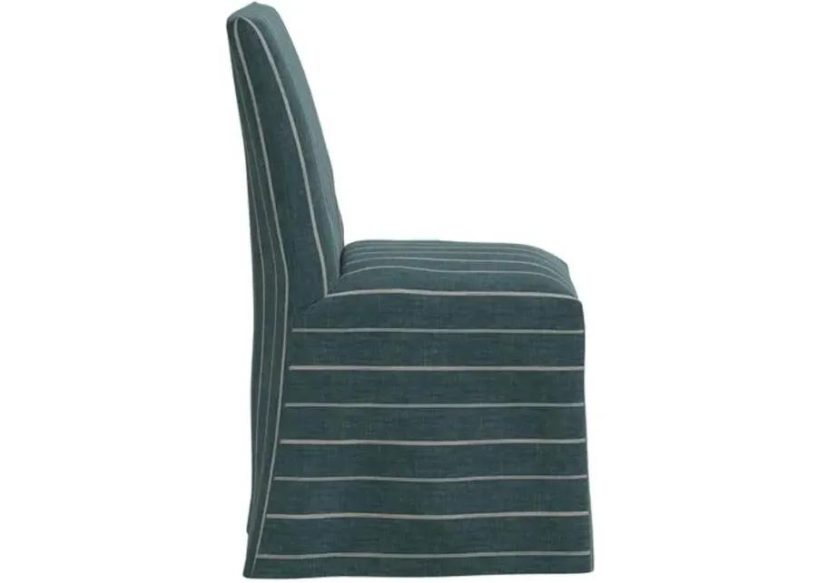 Edith Slipcover Dining Side Chair - Pinstripe - Blue