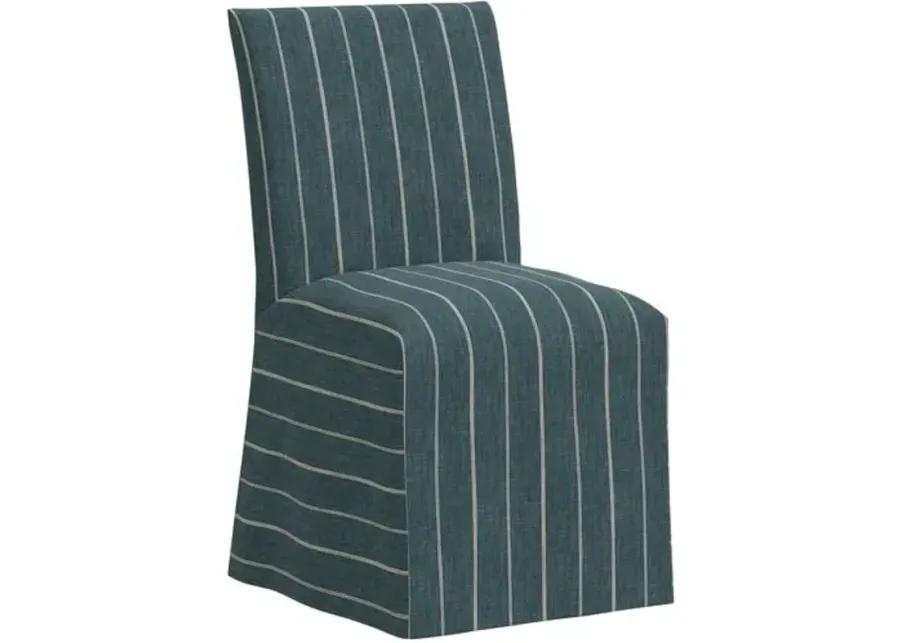 Edith Slipcover Dining Side Chair - Pinstripe - Blue