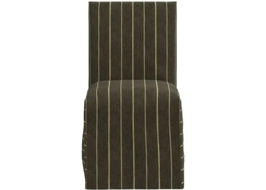 Edith Slipcover Dining Side Chair - Pinstripe - Gray