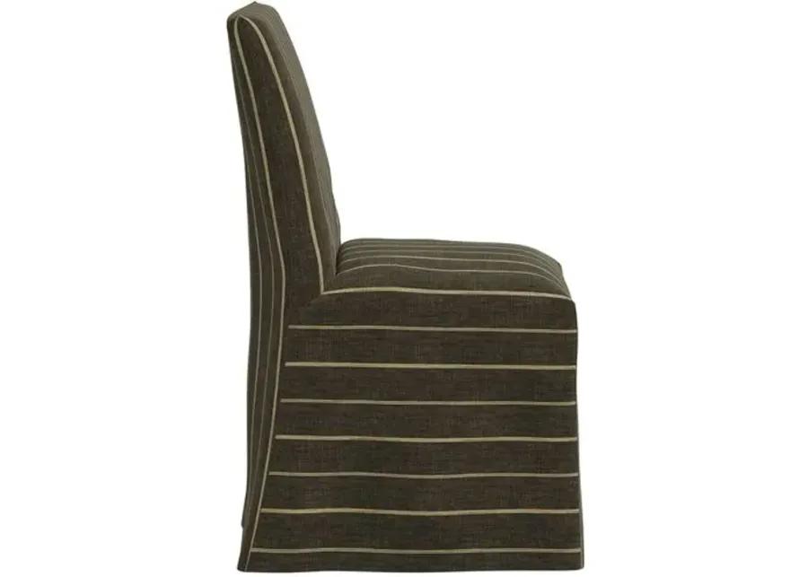 Edith Slipcover Dining Side Chair - Pinstripe - Gray