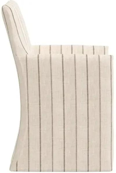 Edith Slipcover Dining Arm Chair - Pinstripe - Beige