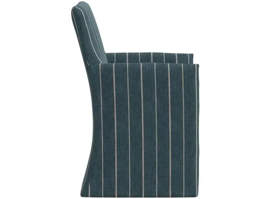 Edith Slipcover Dining Arm Chair - Pinstripe - Blue