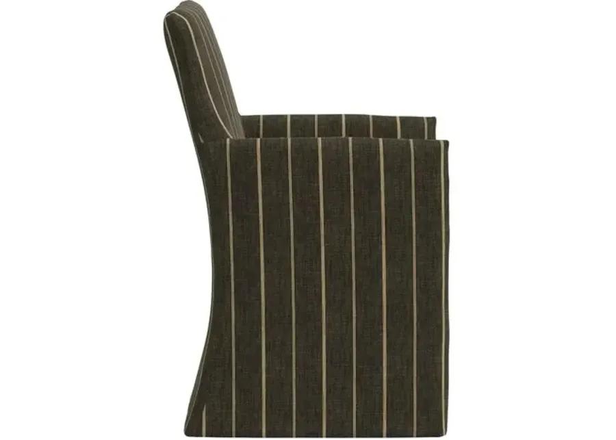 Edith Slipcover Dining Arm Chair - Pinstripe - Gray