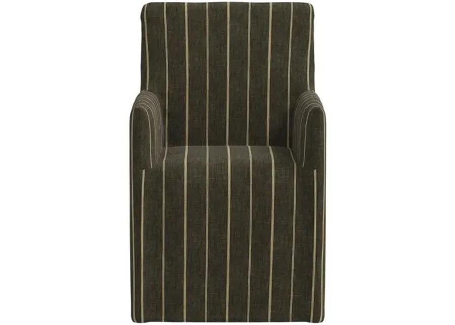 Edith Slipcover Dining Arm Chair - Pinstripe - Gray