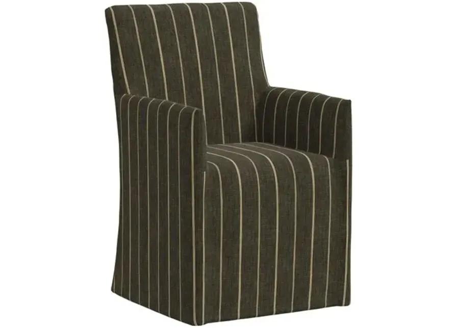 Edith Slipcover Dining Arm Chair - Pinstripe - Gray