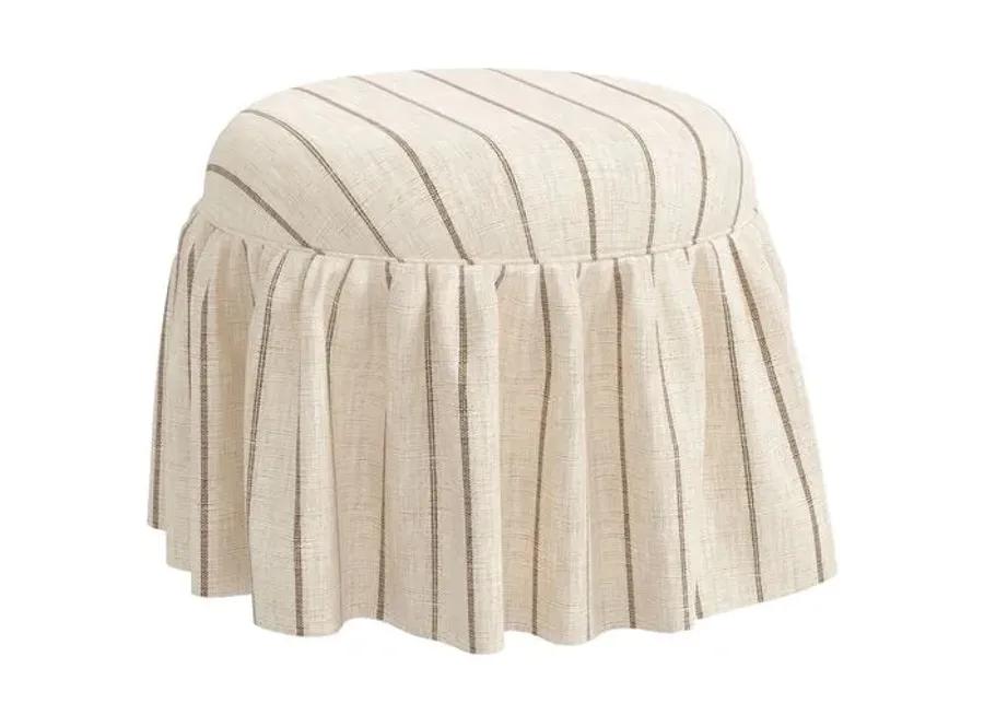 Maggie Skirted Ottoman - Pinstripe - Beige