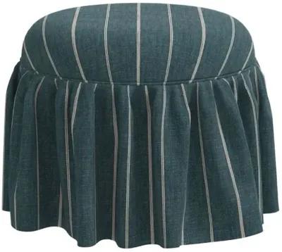 Maggie Skirted Ottoman - Pinstripe - Blue