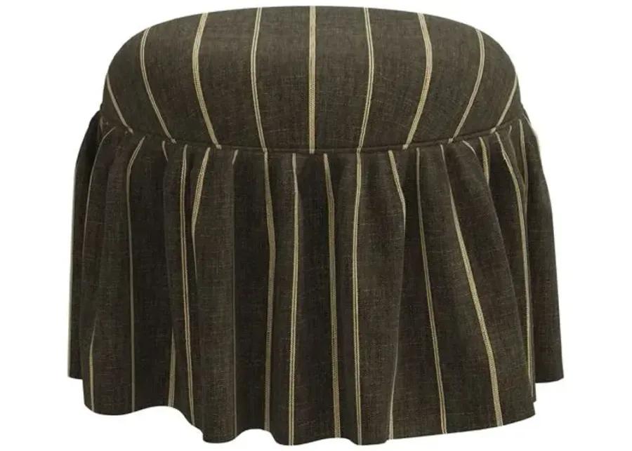 Maggie Skirted Ottoman - Pinstripe - Gray