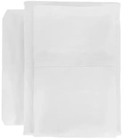 Classico Hemstitch Cotton Sateen Sheet Set - Pom Pom at Home - White, 300 Thread Count, Egyptian Cotton Sateen, Soft and Luxurious