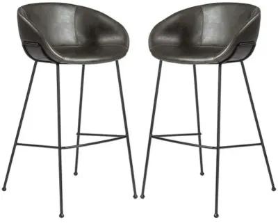 Set of 2 Bexley Barstools - Vintage Leatherette - Gray