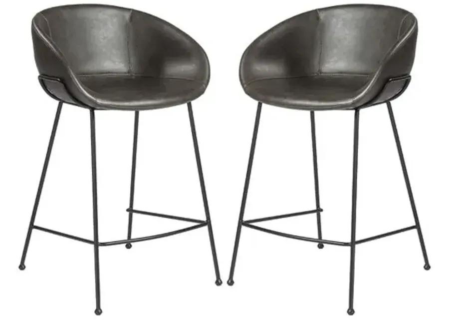 Set of 2 Bexley Counter Stools - Vintage Leatherette