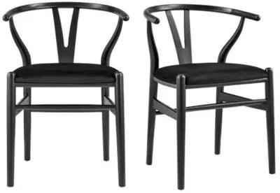 Set of 2 Rivello Side Chairs - Velvet - Black