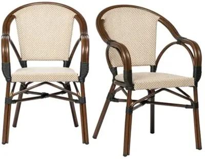 Set of 2 Tavola Indoor/Outdoor Stacking Armchairs - Brown