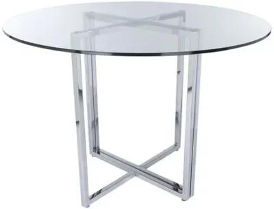 Legend Round Glass Dining Table - Chromed Steel