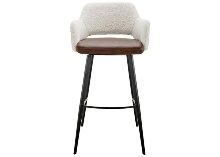 Vintara Leatherette Swivel Barstool - Ivory