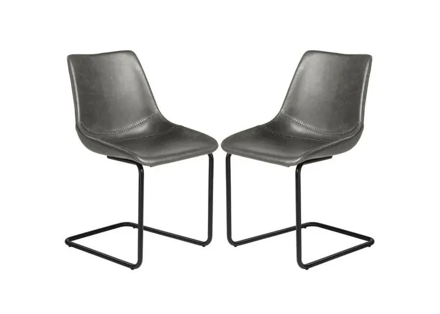 Set of 2 Rustique Side Chairs - Gray Leatherette