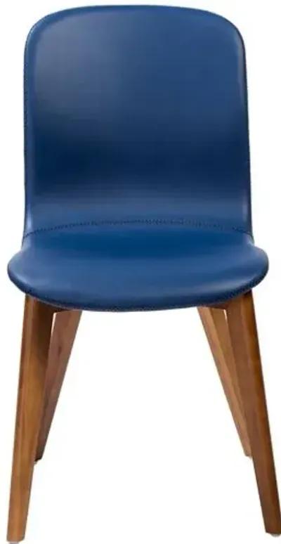 Set of 2 Walnara Side Chairs - Leatherette - Blue