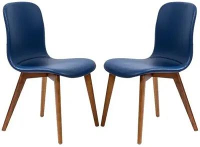 Set of 2 Walnara Side Chairs - Leatherette - Blue