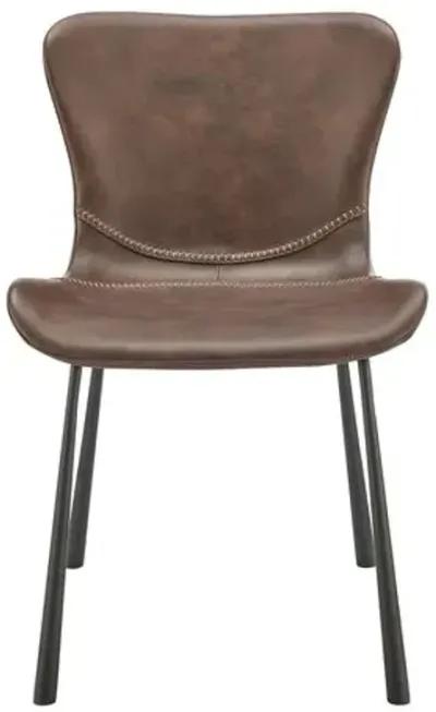 Set of 2 Harmonique Side Chairs - Vintage Leatherette - Brown