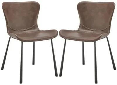 Set of 2 Harmonique Side Chairs - Vintage Leatherette - Brown