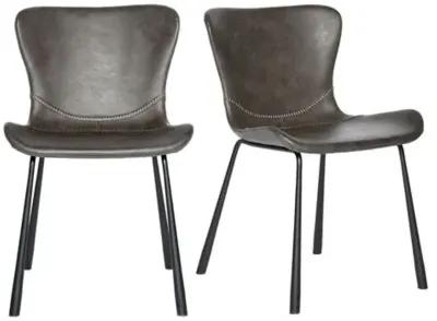 Set of 2 Harmonique Side Chairs - Vintage Leatherette - Gray