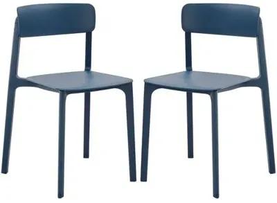 Set of 2 Perri Indoor/Outdoor Side Chairs - Blue